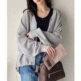 グレー | シルエット自在でお洒落も叶う。裾ドロストVネックニットカーディガン（長袖） | Classical Elf 