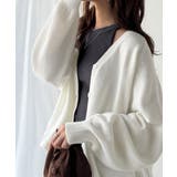 シルエット自在でお洒落も叶う。裾ドロストVネックニットカーディガン（長袖） | Classical Elf  | 詳細画像1 