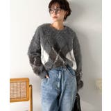 シンプルコーデに差をつける一着。長起毛アーガイル柄ニットプルオーバー | Classical Elf | 詳細画像24