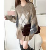 シンプルコーデに差をつける一着。長起毛アーガイル柄ニットプルオーバー | Classical Elf | 詳細画像30