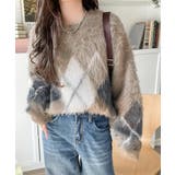 シンプルコーデに差をつける一着。長起毛アーガイル柄ニットプルオーバー | Classical Elf | 詳細画像33