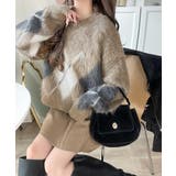 モカ | シンプルコーデに差をつける一着。長起毛アーガイル柄ニットプルオーバー | Classical Elf