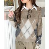 シンプルコーデに差をつける一着。長起毛アーガイル柄ニットプルオーバー | Classical Elf | 詳細画像35