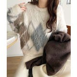 シンプルコーデに差をつける一着。長起毛アーガイル柄ニットプルオーバー | Classical Elf | 詳細画像3