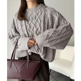 グレー | ざっくり感で一瞬でこなれ顔◎立体アラン柄ローゲージケーブルニット | Classical Elf