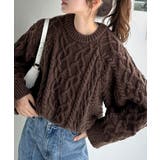 ブラウン | ざっくり感で一瞬でこなれ顔◎立体アラン柄ローゲージケーブルニット | Classical Elf