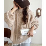 ベージュ | ざっくり感で一瞬でこなれ顔◎立体アラン柄ローゲージケーブルニット | Classical Elf