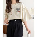 ほどよい甘さと抜け感を。大人かわいい綿100%袖フリル胸刺繍トップス(半袖) | Classical Elf  | 詳細画像13 