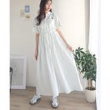 異素材ミックスが目を惹く。胸刺繍ポロ衿布帛切り替えカットティアードワンピース（半… | Classical Elf  | 詳細画像5 