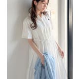 異素材ミックスが目を惹く。胸刺繍ポロ衿布帛切り替えカットティアードワンピース（半… | Classical Elf  | 詳細画像6 