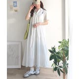 異素材ミックスが目を惹く。胸刺繍ポロ衿布帛切り替えカットティアードワンピース（半… | Classical Elf  | 詳細画像7 