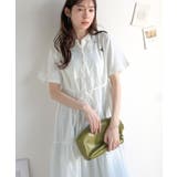 異素材ミックスが目を惹く。胸刺繍ポロ衿布帛切り替えカットティアードワンピース（半… | Classical Elf  | 詳細画像9 