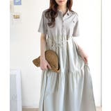 異素材ミックスが目を惹く。胸刺繍ポロ衿布帛切り替えカットティアードワンピース（半… | Classical Elf  | 詳細画像15 