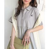 異素材ミックスが目を惹く。胸刺繍ポロ衿布帛切り替えカットティアードワンピース（半… | Classical Elf  | 詳細画像16 