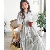 異素材ミックスが目を惹く。胸刺繍ポロ衿布帛切り替えカットティアードワンピース（半… | Classical Elf  | 詳細画像17 