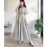 異素材ミックスが目を惹く。胸刺繍ポロ衿布帛切り替えカットティアードワンピース（半… | Classical Elf  | 詳細画像18 