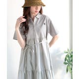 異素材ミックスが目を惹く。胸刺繍ポロ衿布帛切り替えカットティアードワンピース（半… | Classical Elf  | 詳細画像21 