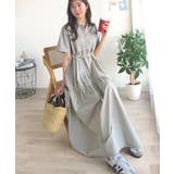 異素材ミックスが目を惹く。胸刺繍ポロ衿布帛切り替えカットティアードワンピース（半… | Classical Elf  | 詳細画像25 