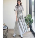 異素材ミックスが目を惹く。胸刺繍ポロ衿布帛切り替えカットティアードワンピース（半… | Classical Elf  | 詳細画像26 