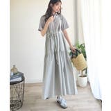 異素材ミックスが目を惹く。胸刺繍ポロ衿布帛切り替えカットティアードワンピース（半… | Classical Elf  | 詳細画像27 