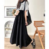 異素材ミックスが目を惹く。胸刺繍ポロ衿布帛切り替えカットティアードワンピース（半… | Classical Elf  | 詳細画像30 