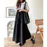 異素材ミックスが目を惹く。胸刺繍ポロ衿布帛切り替えカットティアードワンピース（半… | Classical Elf  | 詳細画像35 