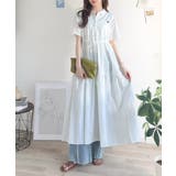 異素材ミックスが目を惹く。胸刺繍ポロ衿布帛切り替えカットティアードワンピース（半… | Classical Elf  | 詳細画像3 