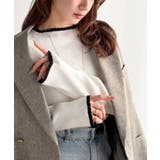 オフホワイト | 色っぽさと着回し力を兼ね備えた主役級ニット。スカラップ配色デザインニットプルオー… | Classical Elf 