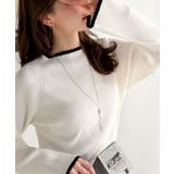 色っぽさと着回し力を兼ね備えた主役級ニット。スカラップ配色デザインニットプルオー… | Classical Elf  | 詳細画像1 