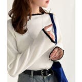 色っぽさと着回し力を兼ね備えた主役級ニット。スカラップ配色デザインニットプルオー… | Classical Elf  | 詳細画像2 