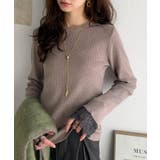 今っぽく、上品に。袖口レースドッキング リブトップス (長袖) | Classical Elf | 詳細画像30