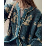一枚で、レトロ可愛いの全部盛り。花柄ジャガード×ゴールドボタン フリンジニットカ… | Classical Elf | 詳細画像10