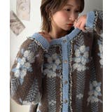 一枚で、レトロ可愛いの全部盛り。花柄ジャガード×ゴールドボタン フリンジニットカ… | Classical Elf | 詳細画像2