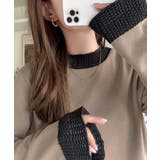 モカ×ブラック | 今日はどっちを前にする?前後2wayクロシェ編みドッキング襟ニットプルオーバー(… | Classical Elf