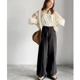 ゆるっとキメる、タックで魅せる。裾ドロスト入り前後タックワイドパンツ | Classical Elf  | 詳細画像13 