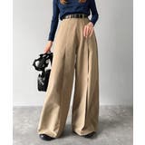 ベージュ | ゆるっとキメる、タックで魅せる。裾ドロスト入り前後タックワイドパンツ | Classical Elf 