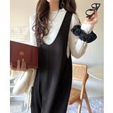 ブラック | 着心地ラクチン×お洒落見え♪深Uネックオールインワンサロペットパンツ | Classical Elf 