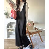 着心地ラクチン×お洒落見え♪深Uネックオールインワンサロペットパンツ | Classical Elf  | 詳細画像4 