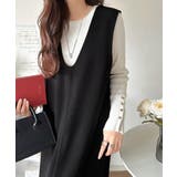 ブラック | 「1枚で2通り」着こなし自由自在♪ 深Uネック2wayワンピース | Classical Elf