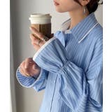 ブルーストライプ | 視線をひとり占め。配色ラペルキャンディスリーブシャツ (ストライプ&無地あり) | Classical Elf