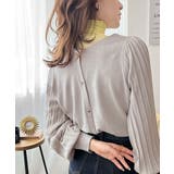 グレージュ | レトロな袖ぽわん。2way袖プリーツニットカーディガン | Classical Elf 