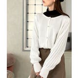 オフホワイト | レトロな袖ぽわん。2way袖プリーツニットカーディガン | Classical Elf 