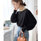 ブラック | レトロな袖ぽわん。2way袖プリーツニットカーディガン | Classical Elf 