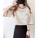 上品レース×スポーティMIXが旬。クロシェ風レースリブラインTシャツ。 | Classical Elf | 詳細画像1
