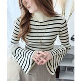 大人かわいいが実現できる。袖フレアハイネックニットプルオーバー（袖配色 無地 ボ… | Classical Elf  | 詳細画像6 