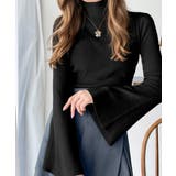 大人かわいいが実現できる。袖フレアハイネックニットプルオーバー（袖配色 無地 ボ… | Classical Elf  | 詳細画像9 