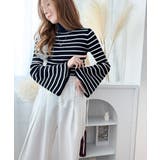 大人かわいいが実現できる。袖フレアハイネックニットプルオーバー（袖配色 無地 ボ… | Classical Elf  | 詳細画像14 