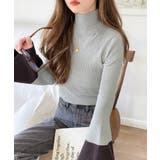 大人かわいいが実現できる。袖フレアハイネックニットプルオーバー（袖配色 無地 ボ… | Classical Elf  | 詳細画像21 