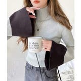 ライトグレー×ブラウン | 大人かわいいが実現できる。袖フレアハイネックニットプルオーバー（袖配色 無地 ボ… | Classical Elf 