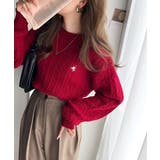 レトロ上品なトラッドテイスト。ワンポイント胸刺繍ケーブルニットプルオーバー | Classical Elf  | 詳細画像28 